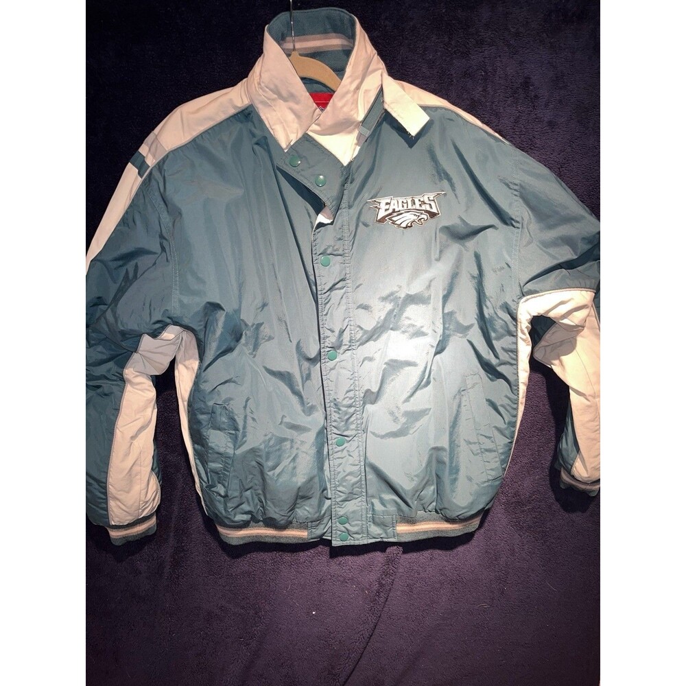 Vintage Philadelphia Eagles Hoodie Chalk Line Midnight Green Jacket Size L